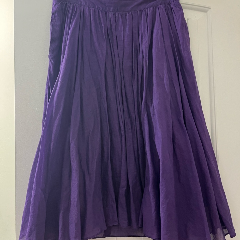 J. Crew Purple Pleated Midi A-Line Skirt